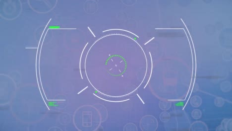 Animation-of-circular-scope-and-interference-over-network-of-media-icons