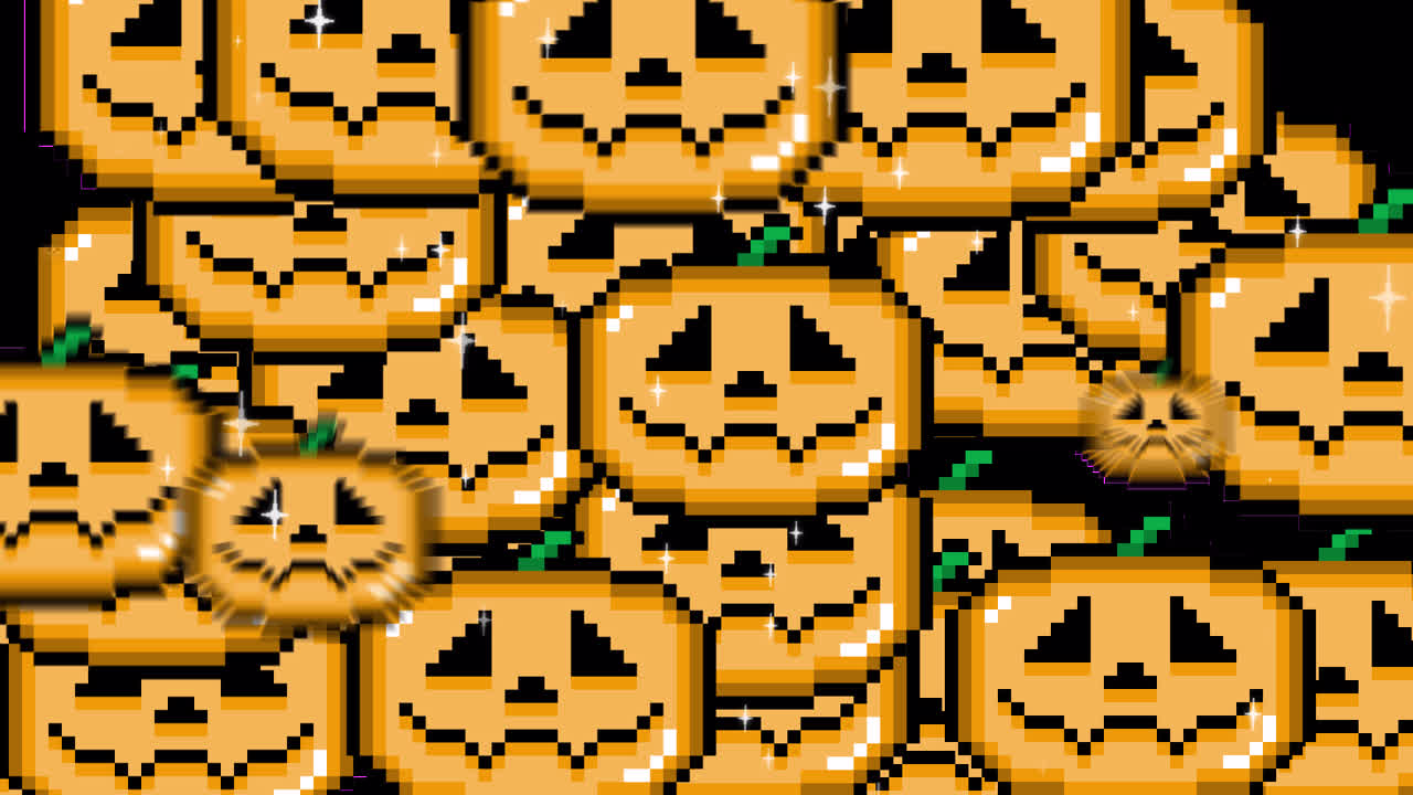 Pixel art pop up Halloween jack o lantern Transitions. 1080p - 30 fps - Alpha Channel (1).mov