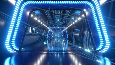 futuristic corridor with network connections