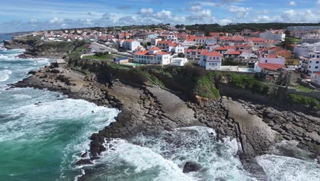 coastal village at sintra in district of lisbon portugal. beach skyline. nature landscape. summer travel. coastal village at sintra in district of lisbon portugal. tropical scenery