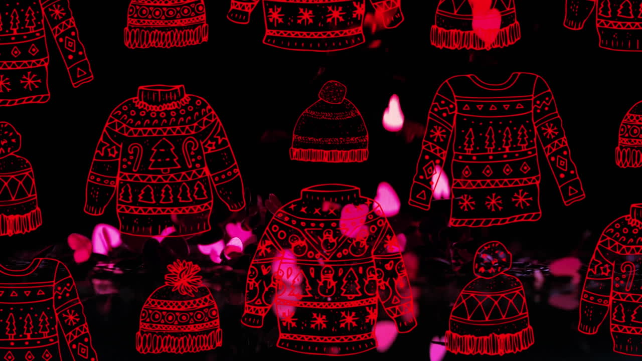 반이는 분홍색 심장 위에 점퍼와 모자의 애니메이션