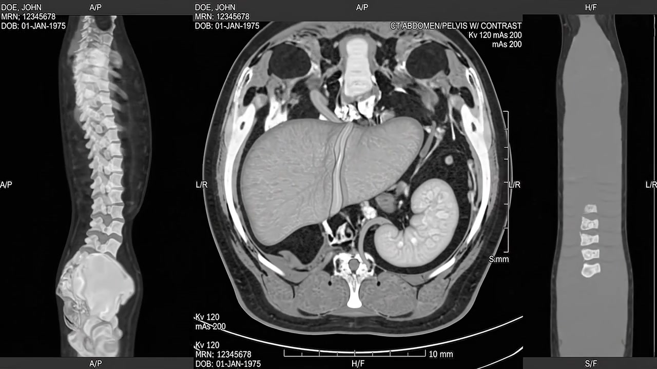 Medical CT Scan of Human Abdomen and Pelvis