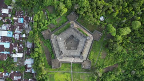 depending drone view of banda island historic fort