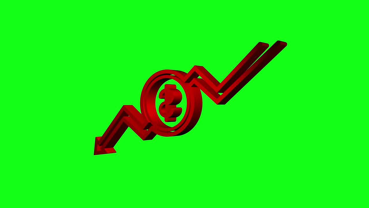 Money loss. Cash with down arrow stocks graph, concept of financial crisis, market fall. Motion graphics.