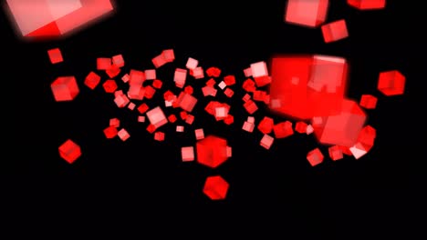 red neon cubes, glowing moving streams of light, everywhere. abstract animation on a black background.