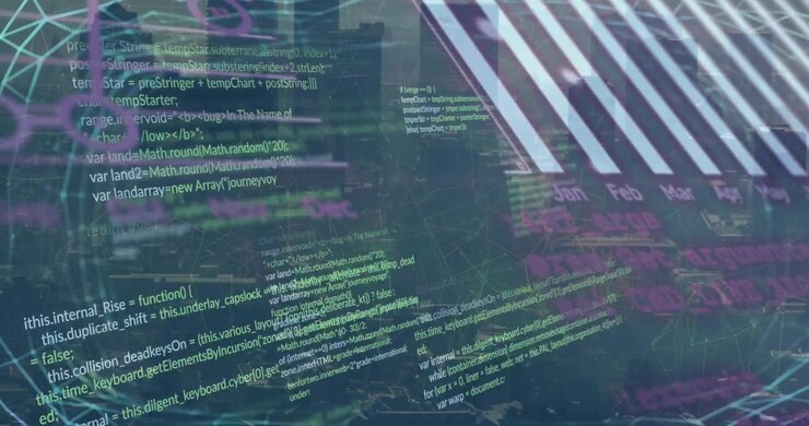 Animation af behandling af finansielle data over bybillede
