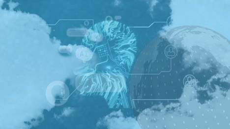 animación de todo el procesamiento de datos en todo el mundo con íconos