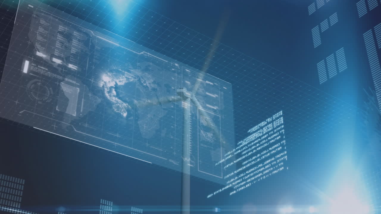 Animation of data processing over wind turbine