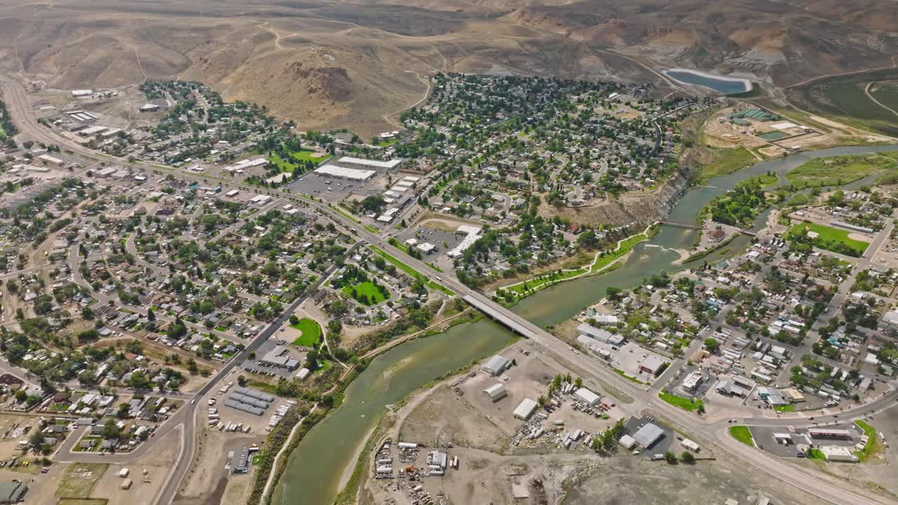 Aerial view of the landscape over rural area at Wyoming