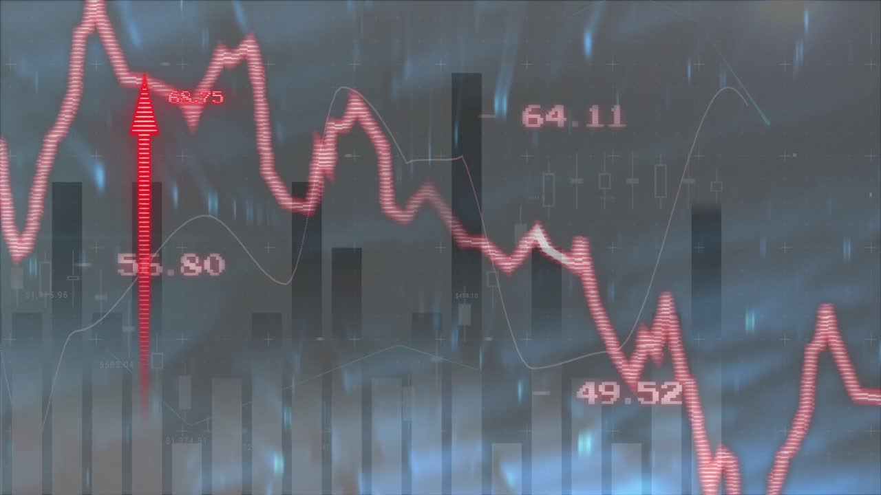 Animation of data processing over black background