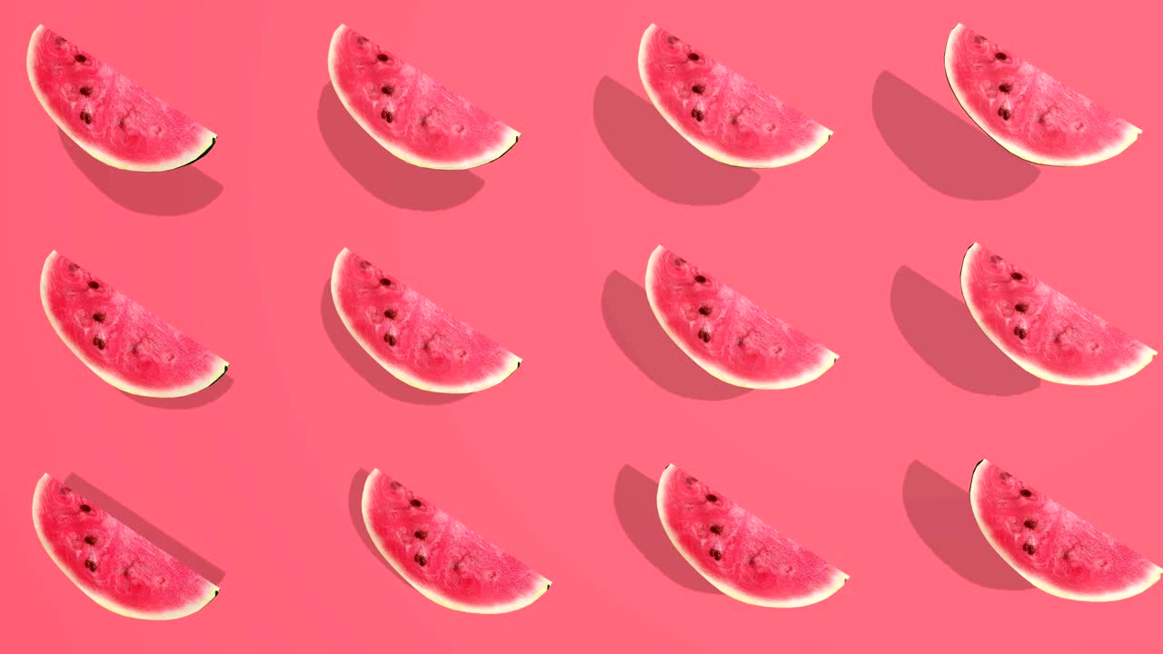 Colorful pattern with watermelon - 3D elements, 4K loopableless loop isolated, perfect for digital composition
