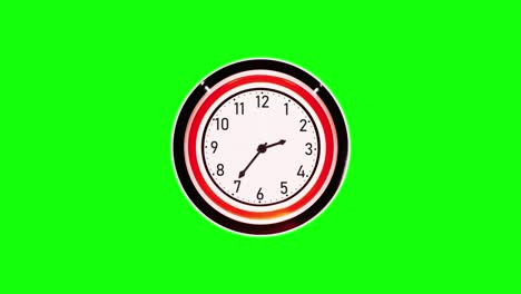 clock with rotating hands on green chromakey background