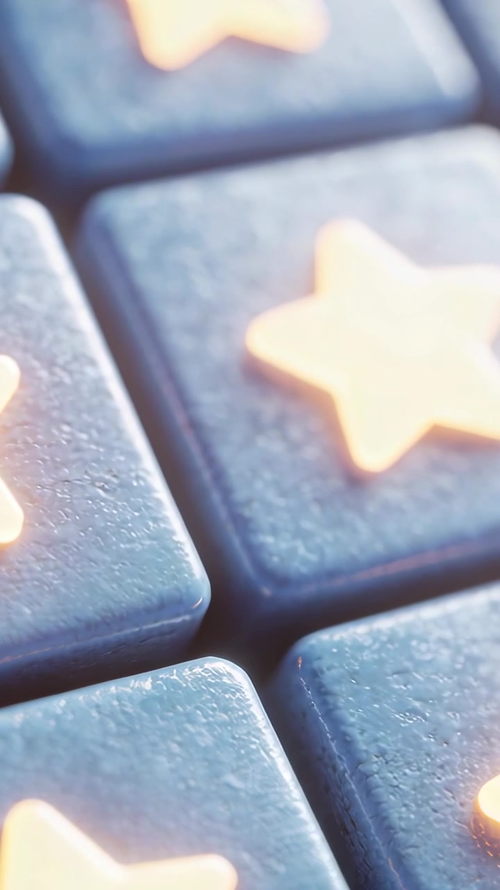 Vertical video: Low frame causing camera shifting to show rough blue keys with lit stars in macro