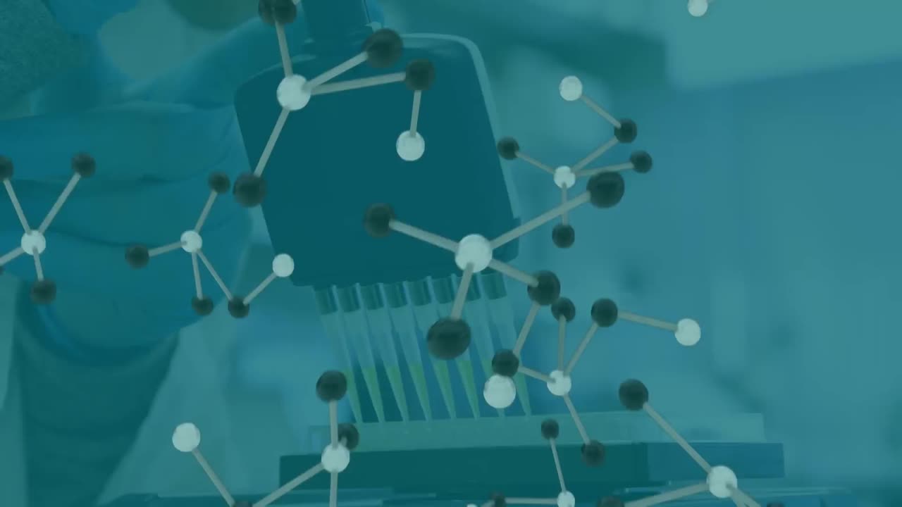 연결 네트워크와 함께 dna 가닥이 회전하는 애니메이션