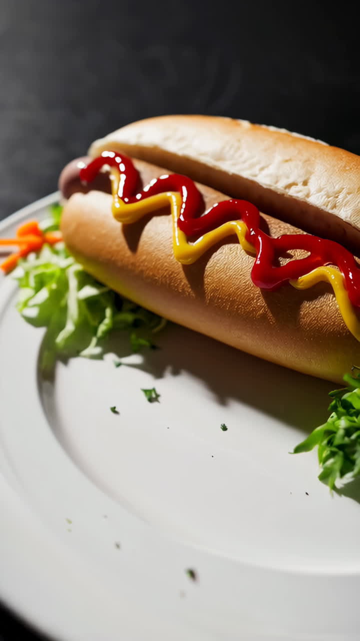 un perrito caliente en un plato