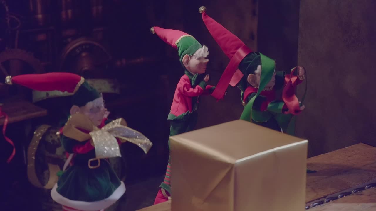 Close up of Christmas gifts passing by in a elf workshop in Schilliger in Gland Switzerland