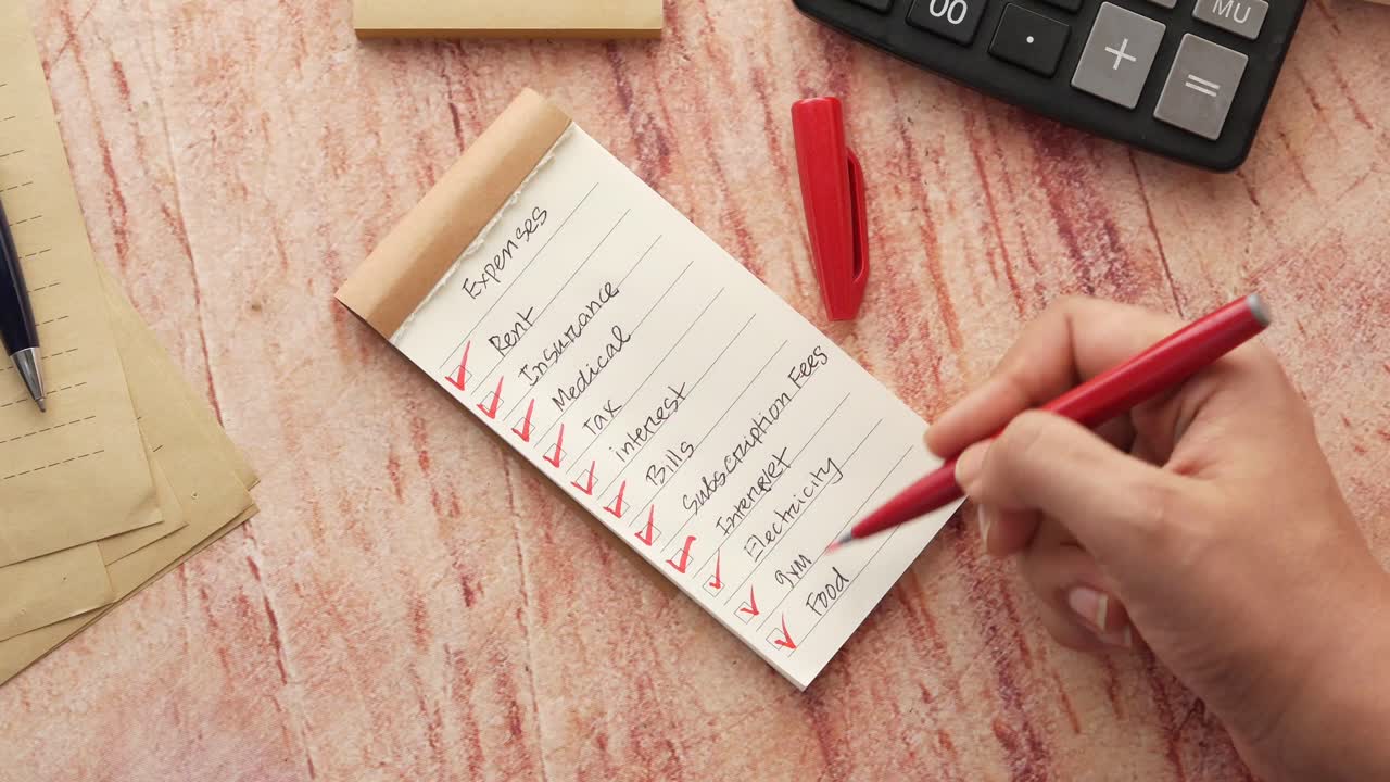 lista de gastos de comprobación