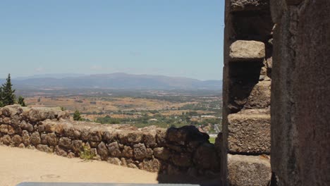 Schloss-Stadt-Erbe-Reisen-Alt-Gebäude-Berg-Portugal-Landschaft-Steine-Steinmauer-Schieber