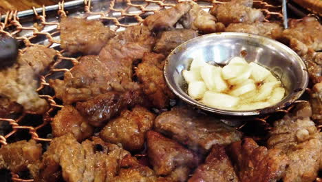 delicious korean bbq galbi with roasted garlic