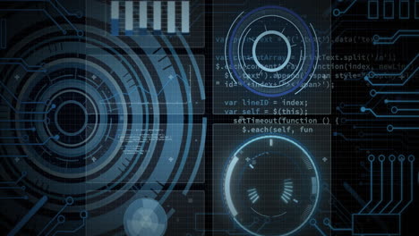 animation of data processing with scope scanning on black background