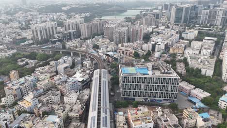 realistic aerial footage highlighting urban density in hyderabad
