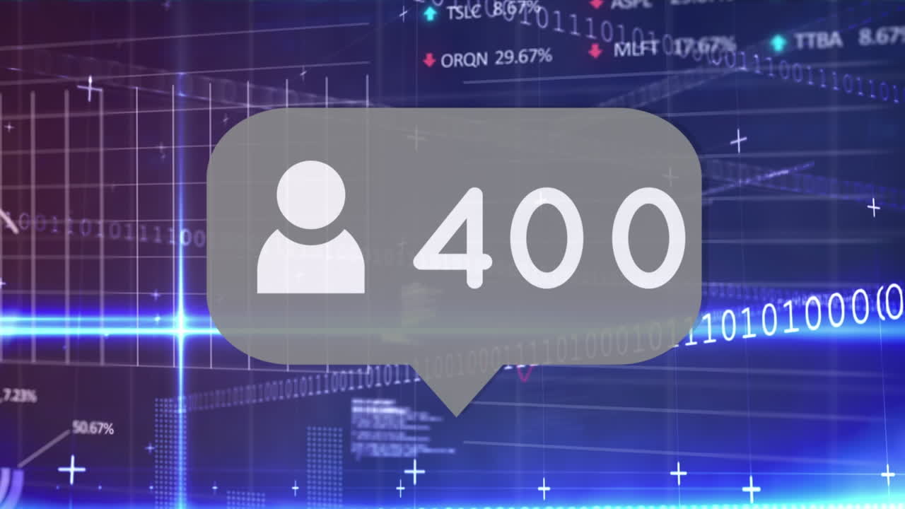 미디어 아이콘의 애니메이션과 검은색 배경의 데이터 처리