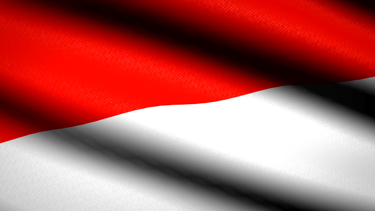 Indonesia Flag Waving Textile Textured Background. Seamless Loop Animation. Full Screen. Slow motion. 4K Video