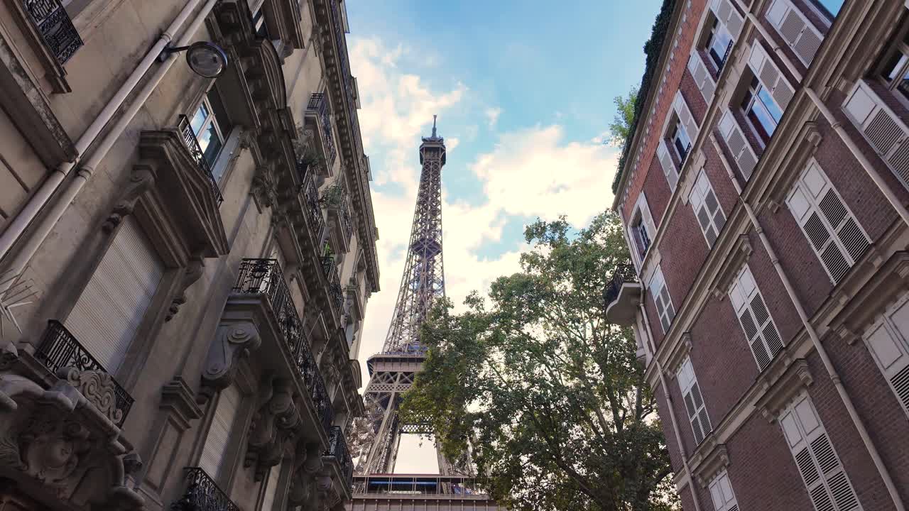 Eiffel Tower iron structure Paris France touristic landmark attraction, day time