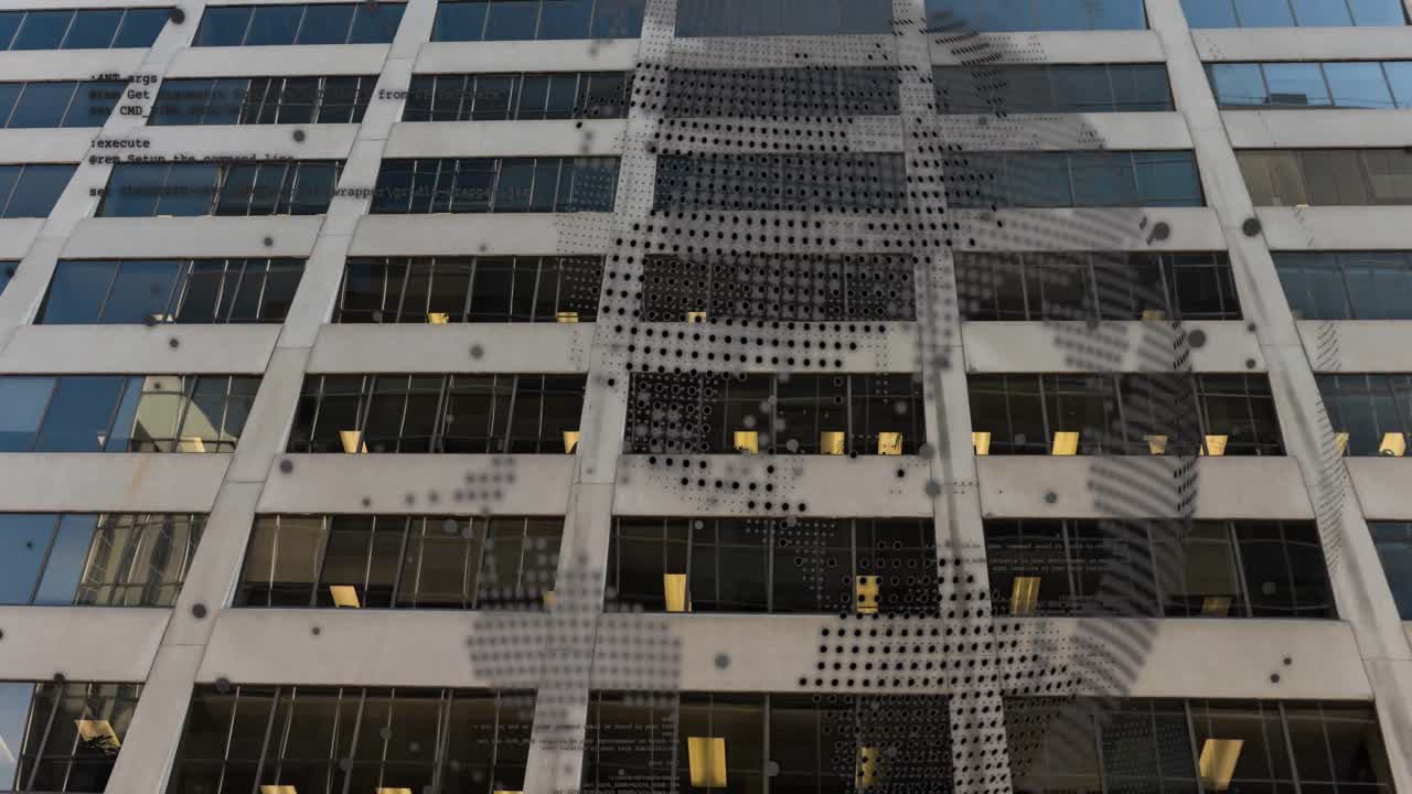 도시 풍경에 대한 데이터 처리의 애니메이션