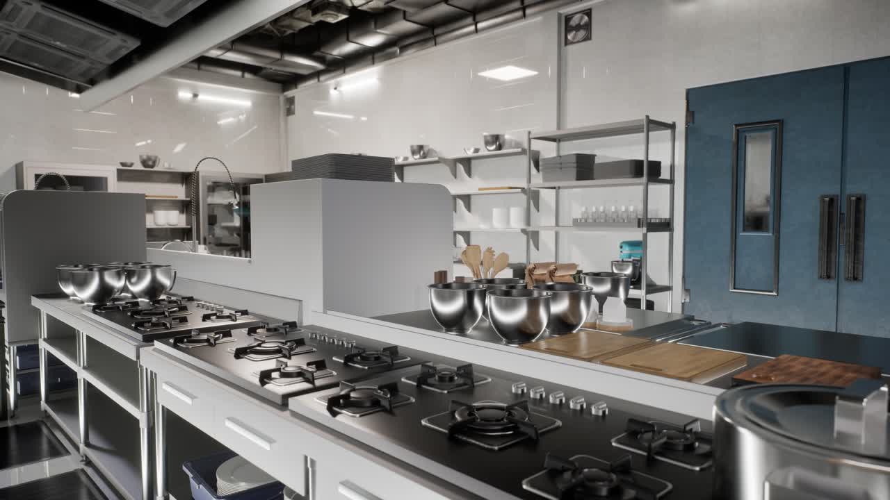 Professional Kitchen , View Counter In Stainless Steel