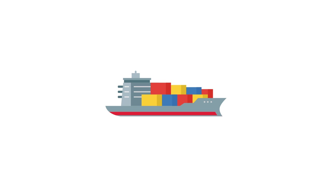 Animated Cargo Ship Loading with Colorful Shipping Containers