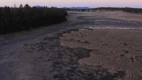 aerial flight dry lake bed with in national park of arizona,america