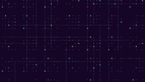 colorful dot grid and stars on a dark canvas