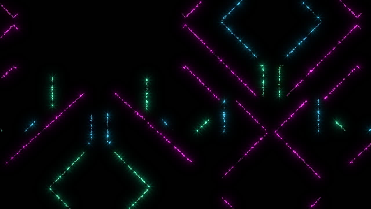 patrón de líneas digitales coloridas y brillos de neón en la pantalla de la computadora