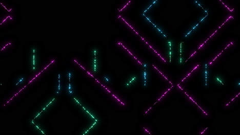 patrón de líneas digitales coloridas y brillos de neón en la pantalla de la computadora