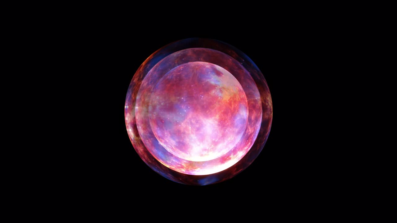 추상적인 오렌지색, 빨간색, 파란색, 에너지, 공간, 구, 공, 4k, 3d 렌더링, 원활한 루프 애니메이션, 프랙탈 아트, 구, 지구, 기하학, 아름다운 빛, 반이는 원, 블루 플래, 기술, 과학, 엔진 요소