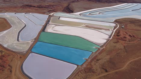 una espectacular toma de drone en 4k de los estanques de evaporación de potasa en moab, utah