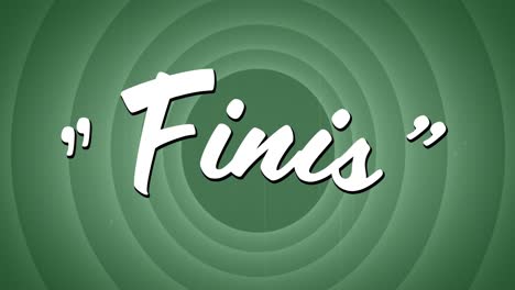 Animation-of-finis-text-over-vintage-green-circles