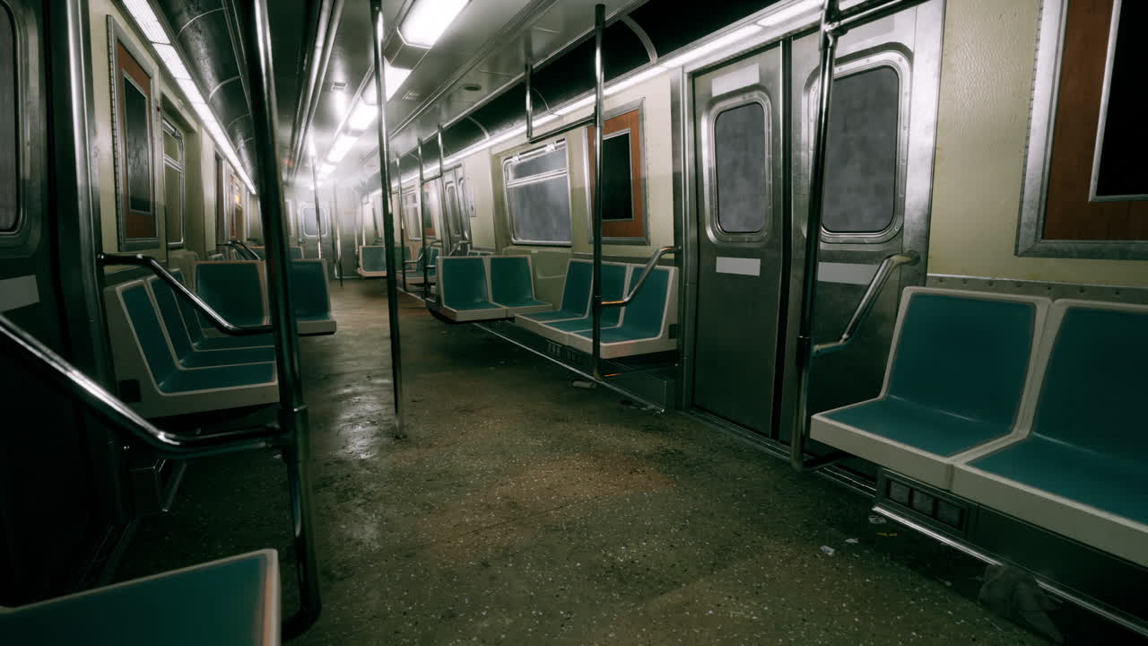 Interno vuoto della carrozza della metropolitana
