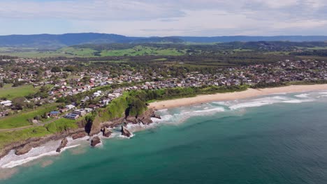 Cathedral-Rocks-drone,-Kiama-Downs,-NSW,-Australia