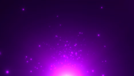 fly small purple particles and stars on dark background