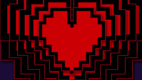 animación de corazones digitales retro sobre un fondo azul