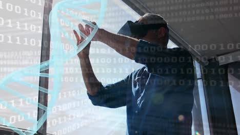 Man wearing virtual reality headset