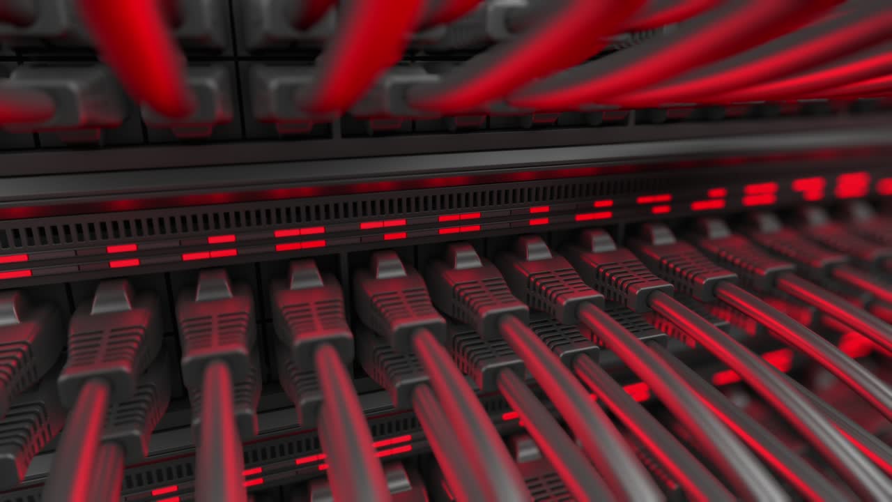 interruptor de red de internet con cables ethernet conectados.