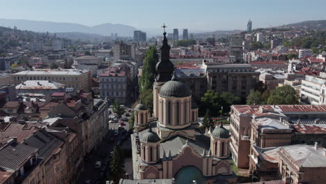 aerial view of serbian orthodox church in sarajevo