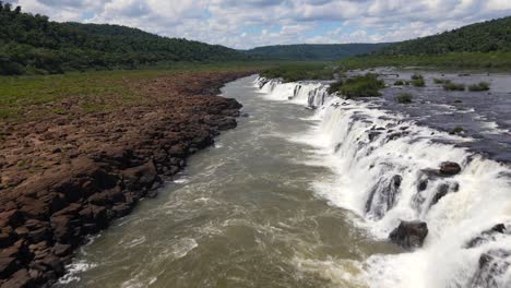 moconá waterfalls rugged relief, furrowed by numerous rivers and streams, geologic formation, cloudy day