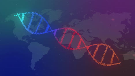 Animación-De-La-Cadena-De-ADN-Y-Procesamiento-De-Datos-En-El-Mapa-Mundial.