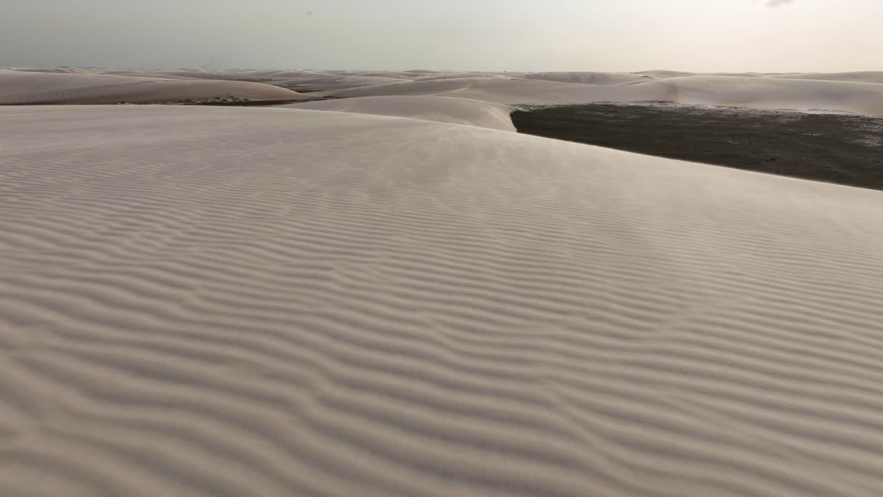 Lencois Maranhenses National Park - Low Aerial Flying Over White Dunes