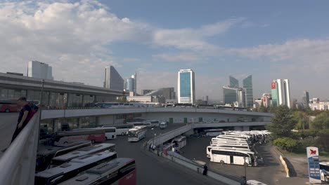 overlooking the busy ankara bus terminal, where buses await passengers for various destinations across turkey.