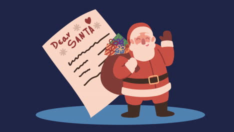 happy merry christmas animation with santa and letter